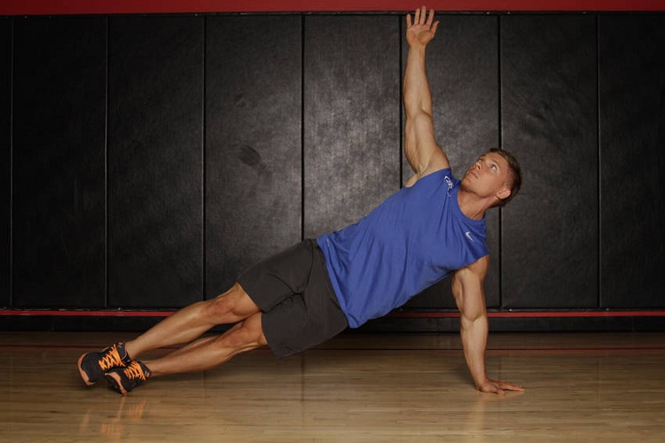 Side plank with arm raise