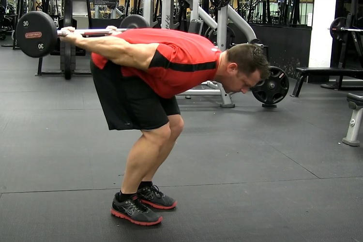 Barbell bent-over kickback