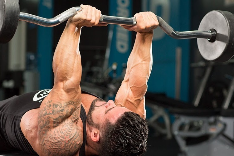 Barbell skull crusher