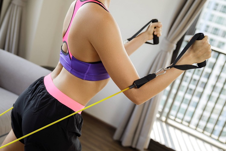 Resistance band chest exercise